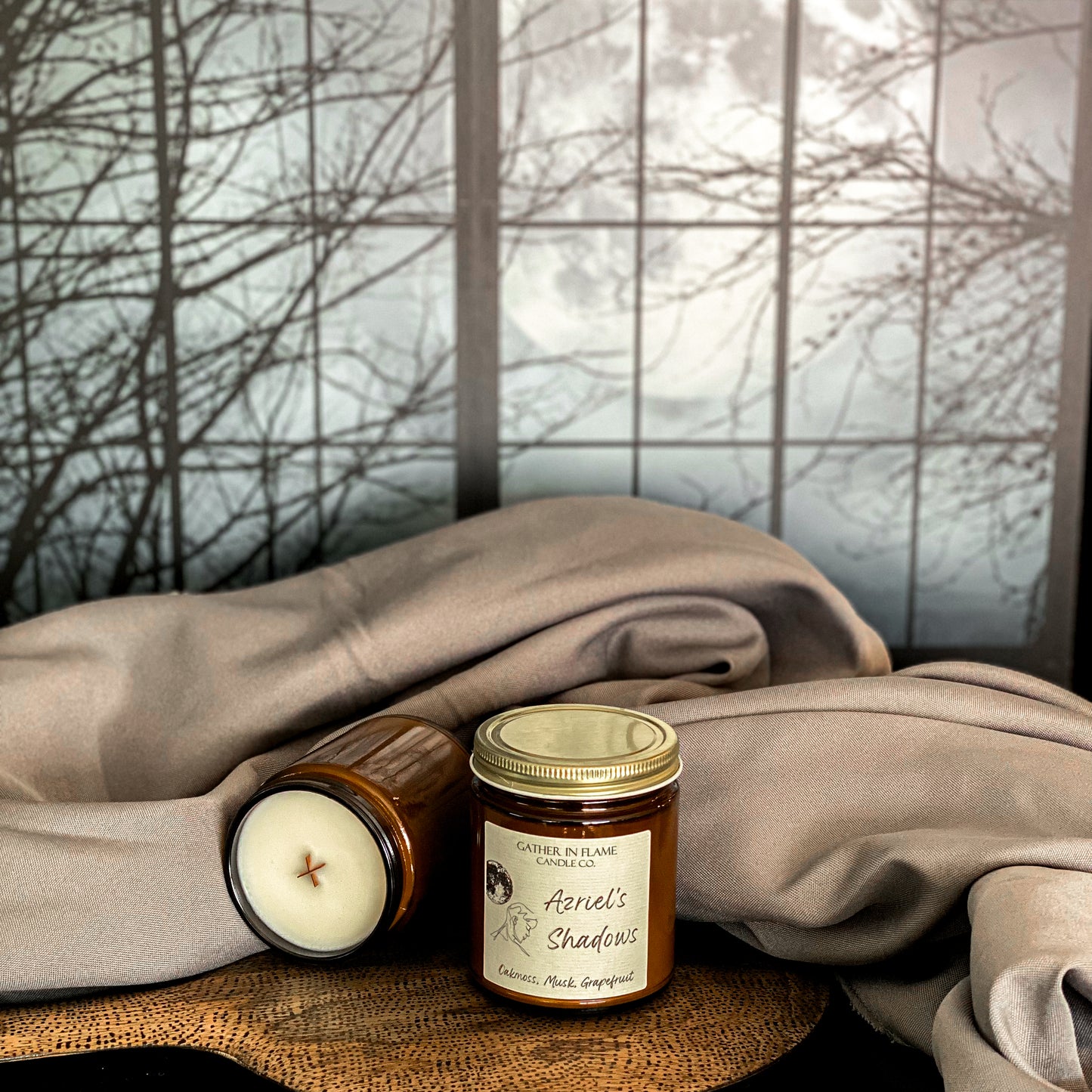 Azriel's Shadows Coconut Wax, X-Wooden Wick Candle