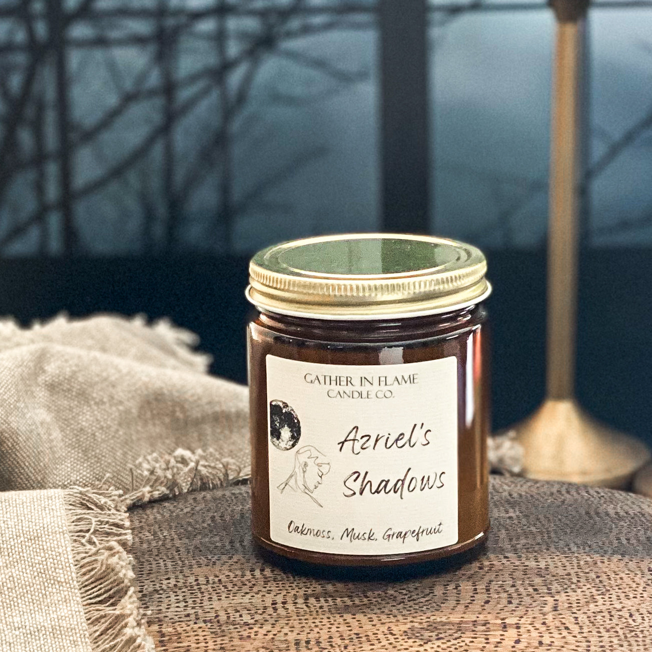 Azriel's Shadows Coconut Wax, X-Wooden Wick Candle