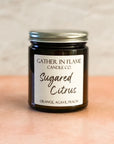 Close up picture of Sugared Citrus candle jar 7ounces