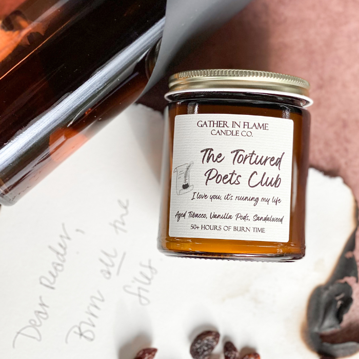 Tortured Poets Club Coconut Wax, Wooden X Wick Candle