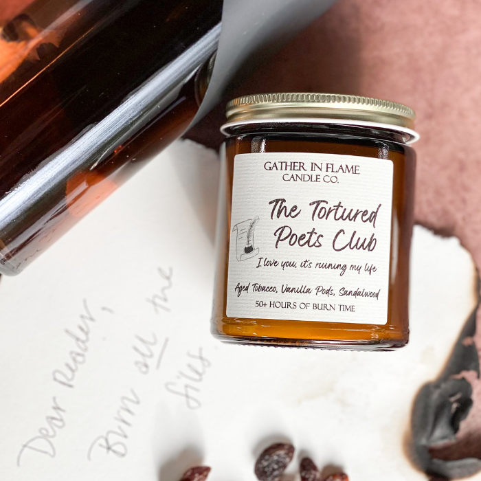The Tortured Poets Club Coconut Wax, Wooden X Wick Candle