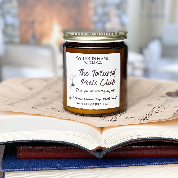 The Tortured Poets Club Coconut Wax, Wooden X Wick Candle