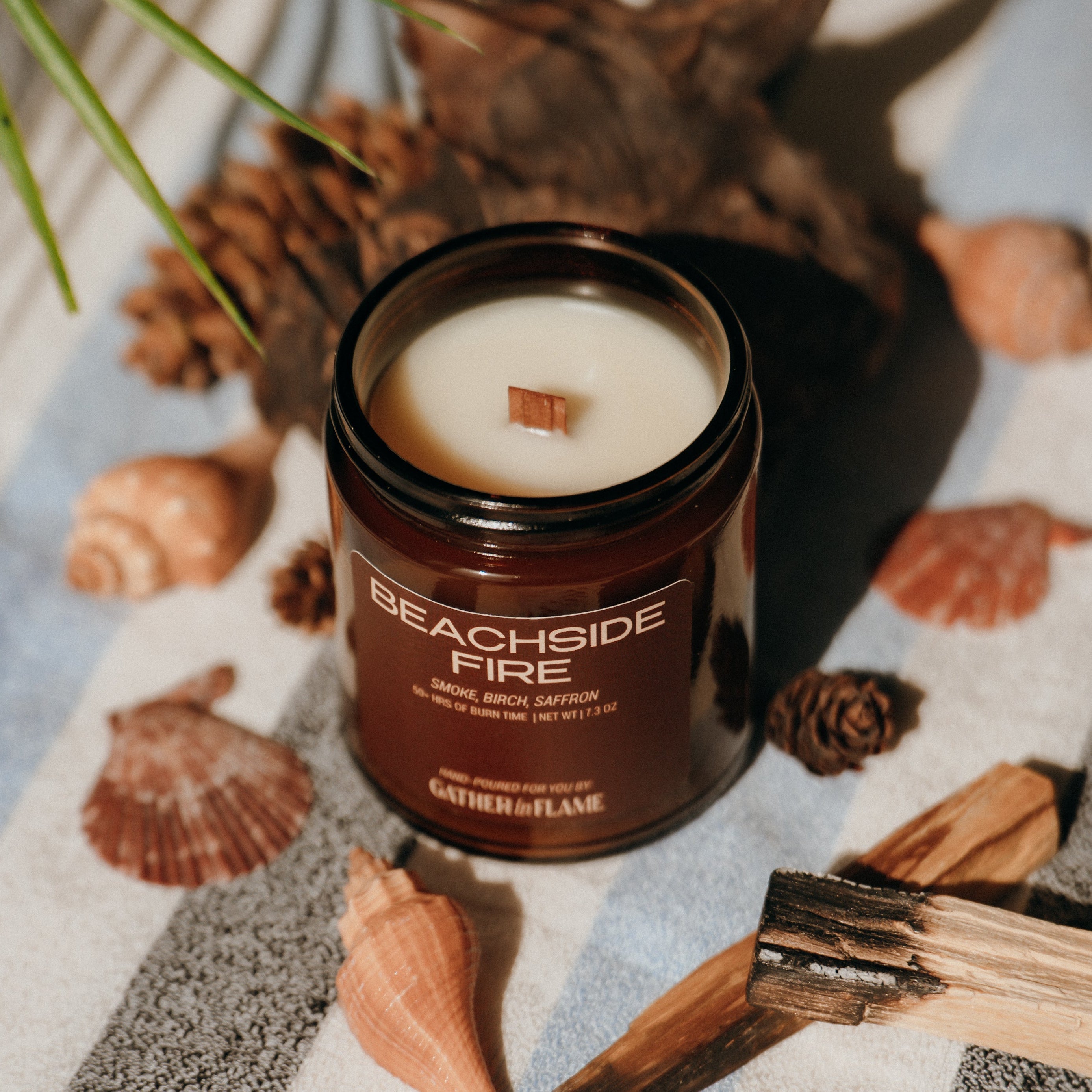 Beachside Fire Candle | Cozy Fall Scent with Smoke, Birch