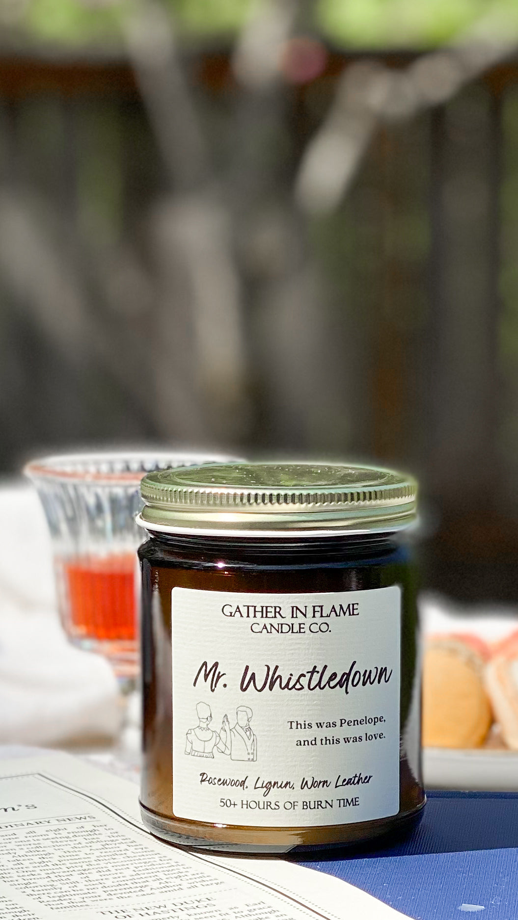 Mr. Whistledown (Bridgerton-Inspired) Coconut Wax, Wooden X Wick Candle